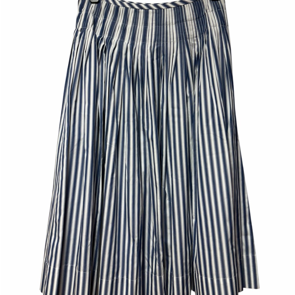 Brooks Brothers Blue & White Striped A-Line Midi Skirt Size 8 NWT 100% Cotton - Picture 3 of 10